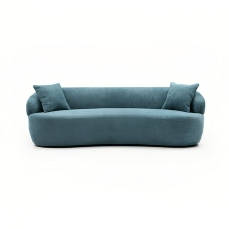 Kevinplus Mid Century Modern Curved Sofa, 3 Seat Cloud couch Boucle sofa Fabric Couch for Living Room, Bedroom,Office,Light Blue