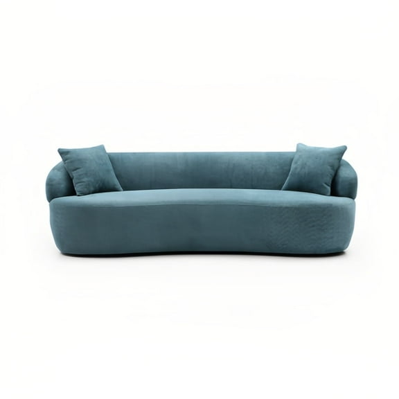 Kevinplus Mid Century Modern Curved Sofa, 3 Seat Cloud couch Boucle sofa Fabric Couch for Living Room, Bedroom,Office,Light Blue