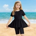 thumbnail image 2 of ZACPNCV Girls Summer Outfits Short Sleeve Ruffle Hem Top and Biker Shorts Set Girl Clothes Black 8-9 Years, 2 of 9