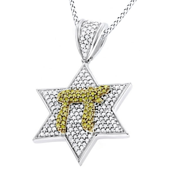 AFFY 0.75 Ct Natural Diamond Star Pendant Necklace In 14K Solid White Gold