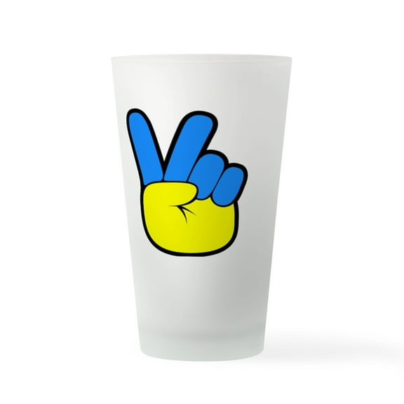 CafePress - Ukrainian Flag Peace Sign Ukraine N - Pint Glass, Drinking Glass, 16 oz. CafePress