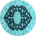 thumbnail image 1 of Ahgly Company Indoor Round Medallion Light Blue Traditional Area Rugs, 5' Round, 1 of 4