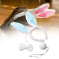 thumbnail image 3 of Conjunto de disfraz jinwen diadema con orejas de conejo cola de conejo pajarita Azul, 3 of 8