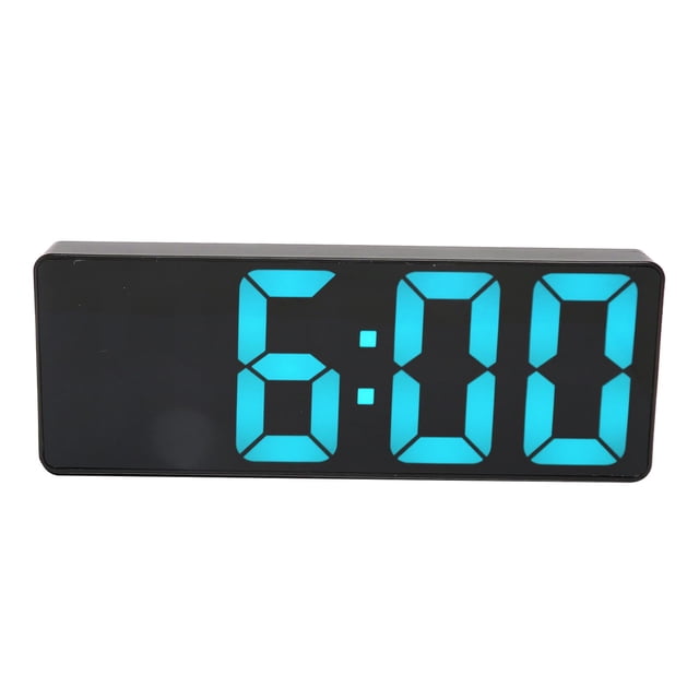 Reloj despertador digital con pilas USB, reloj de escritorio con espejo LED y números azules grandes con pantalla de temperatura para dormitorio y oficina