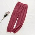 thumbnail image 2 of Aobny Fleece Pajamas for Women Fuzzy Cuffed Long Sleep Pants Warm Cozy Plain Ladies Pajamas,Red,L, 2 of 7