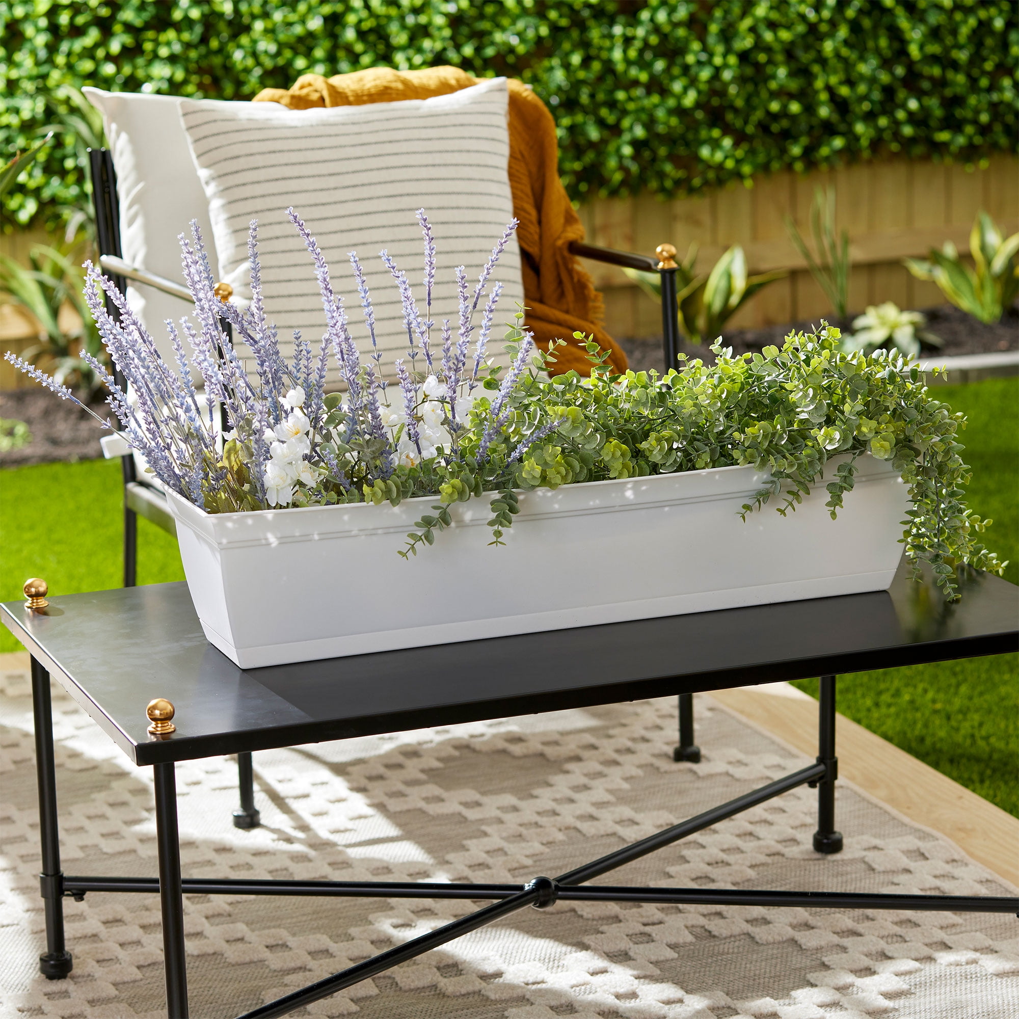 The HC Companies Window Flower Box with Removable Saucer, White (4 Pack)
