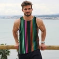thumbnail image 6 of Gukieu Colorful Stripes Print Men's Quick Dry Fitness Vest, Round Neck Sleeveless Fitness Bodybuilding Top-XX-Large, 6 of 7