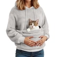 thumbnail image 4 of Ticikt Women Fuzzy Pet Pouch Hoodie, Pullover Sweatshirt with Kangaroo Carrier Pocket for Small Cats Dogs,Light Gray, 4 of 6
