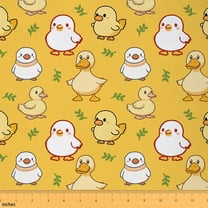 Homewish Cartoon Yellow Duck Fabric by the Yard 1 Yard, Kawaii Cute Farm Animal Room Decor Fabric by the Yard, Teens Kids Boys Girls Sewing Fabric, Lightweight Room Decor