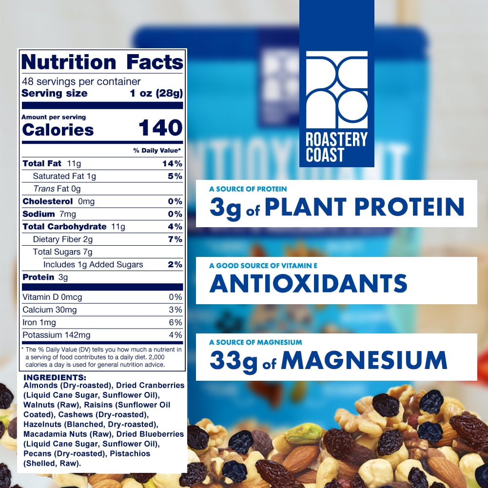 Roastery Coast Antioxidant Mix 3lb | Nuts Snack Mix | Deluxe assorted snack | nut snacks | healthy snacks for adults | dry fruits | nut mix