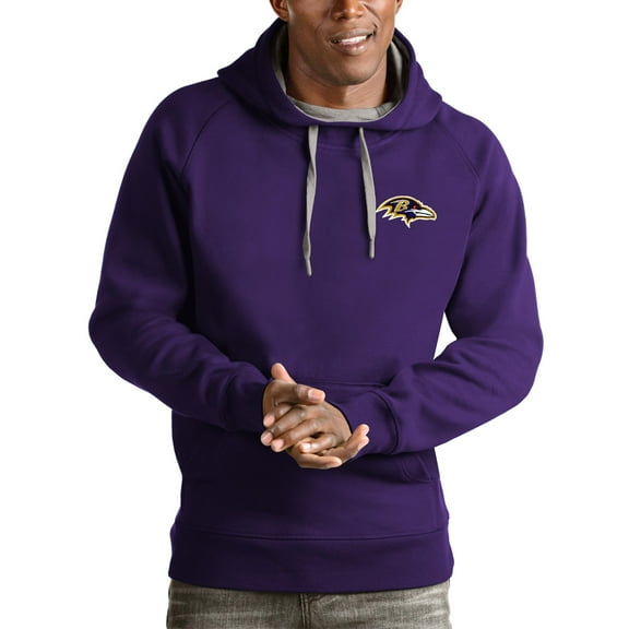 Men's Antigua Purple Baltimore Ravens Logo Victory Pullover Hoodie