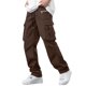 thumbnail image 2 of Ceisia Men's Solid Color Loose Cargo Pants with Multi Pockets & Drawstring Waist Coffee L Gifts, 2 of 9