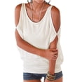 thumbnail image 1 of Blusa holgada de manga corta con cuello redondo y hombros descubiertos para mujer, 1 of 4