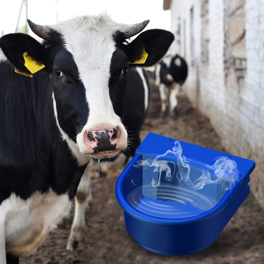 Automatic Heated Dog Waterer Bowl Feeder Constant Temperature Dispenser 3L Outdoor Thermal Bowl with Float Ball Valves for Pet Dog Horse Cattle Goat Sheep (Blue)