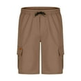 thumbnail image 4 of S-5X Big & Tall Cargo Shorts for Men with Multi-Pockets Plus Size Bermuda Short Drawstring Elastic Waisted Solid Straight Leg Athletic Half Pants, 4 of 6