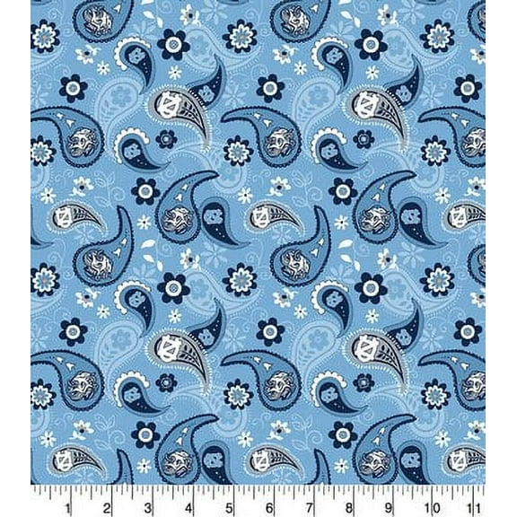 University of North Carolina Paisley Cotton Fabric-Sold by the Yard