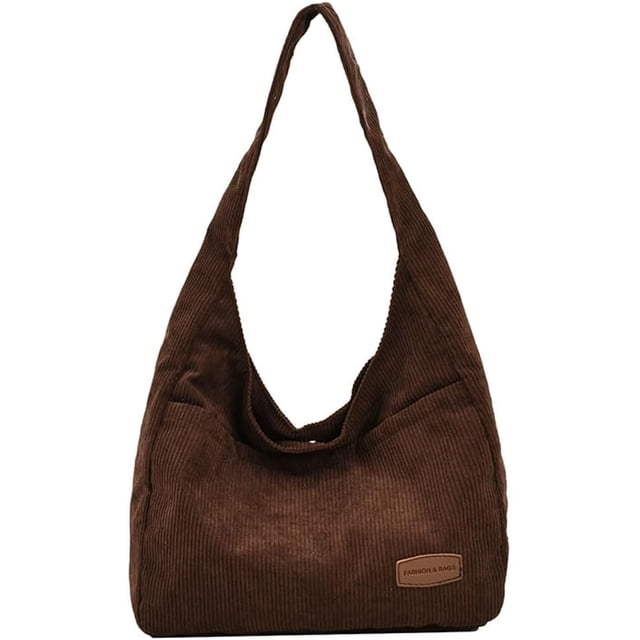 LHSHIDU Corduroy Shoulder Bag Winter Fall Fashion Crescent Bag Womens Mens Wide Strap Tote Handbag Solid Color