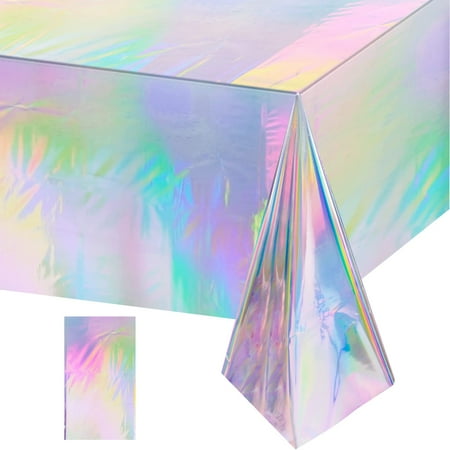 

(Gazdag)1 Pack Iridescence Plastic Tablecloths Shiny Disposable Laser Rectangle Table Covers 54 x 108 (Laser);
