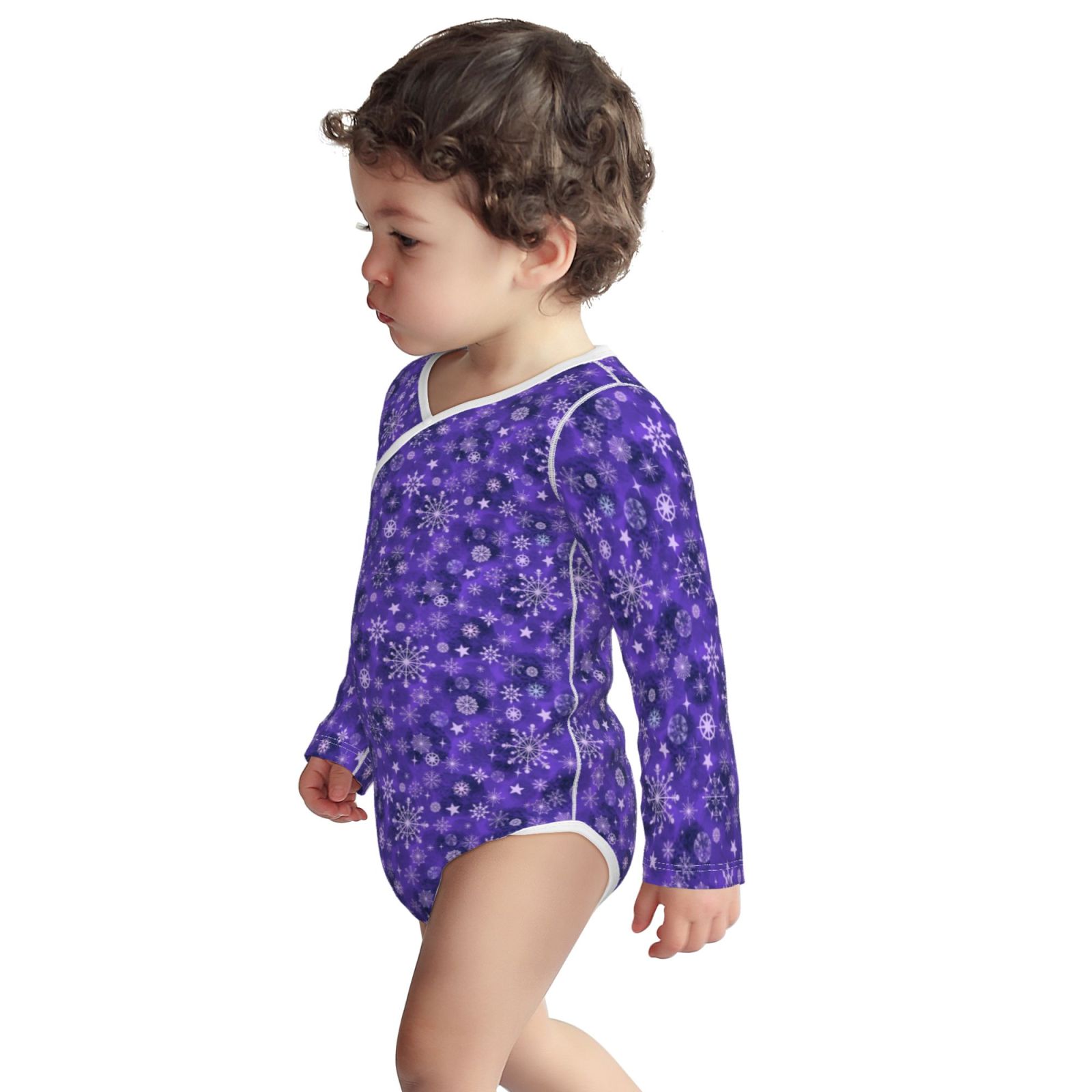 Xecao New Year Snowflakes Print Baby unisex-baby Cotton Long-sleeve Bodysuits-2 Years