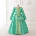 thumbnail image 2 of Icvfdpl Robes pour Filles Jupe Ample Brodée Robe à Manches Longues avec Sac Vert Coton 6-7 Ans, 2 of 9