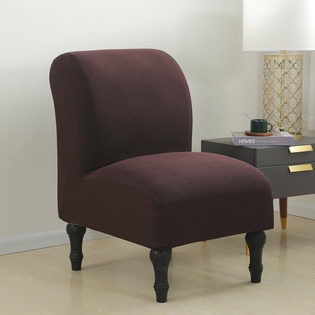 Moonsaad Stretch Textured Grid Armless Wing Back Chair Slipcover, Spandex Chair Protector Cover Seat Cover, Size: L