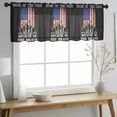 thumbnail image 2 of Striped Black Valance Curtains for Kitchen/Living Room/Bathroom/Bedroom Window, Rod Pocket Small Topper Half Short Window Curtains Voile Sheer Scarf, Independence Day American Flag Red Blue 54"x18", 2 of 8