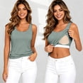 thumbnail image 2 of WEIWEN Camisole Tops for Women Built in Bra Tank Top Bras No Underwire Yoga Tank Tops Casual Summer Running Athletic Workout Padded Cami Shirts Light Green, XXXXL, 2 of 6