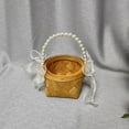 thumbnail image 3 of Wedding Small Flower Girl Basket, Wicker Rattan Flower Basket with Pearl Handle for Wedding Home Decor Picnic, Party, 3 of 7