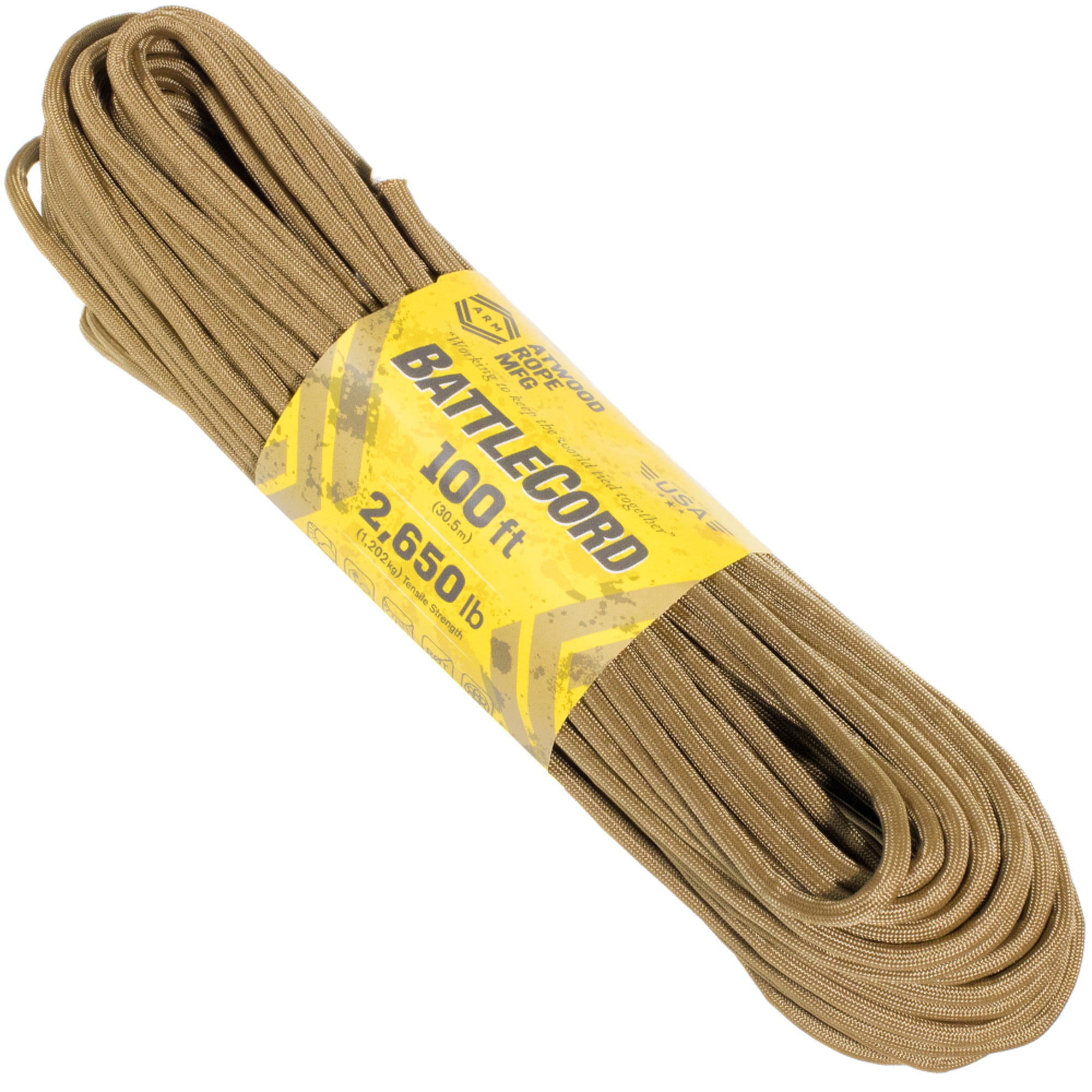 Battle Cord/ Rope 2650 lb TS* Strength 7/32” Paracord USA MADE same day shipping Battle Cord/ Rope 2650 lb TS* Strength 7/32” Paracord USA MADE same day shipping