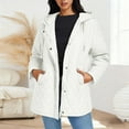 thumbnail image 4 of Miluxas Women Winter Padded Cotton-Padded Button Jacket Long Sleeve Hooded Cotton-Padded Jacket Outdor Warm Coat with Pockets White XL(XL), 4 of 5