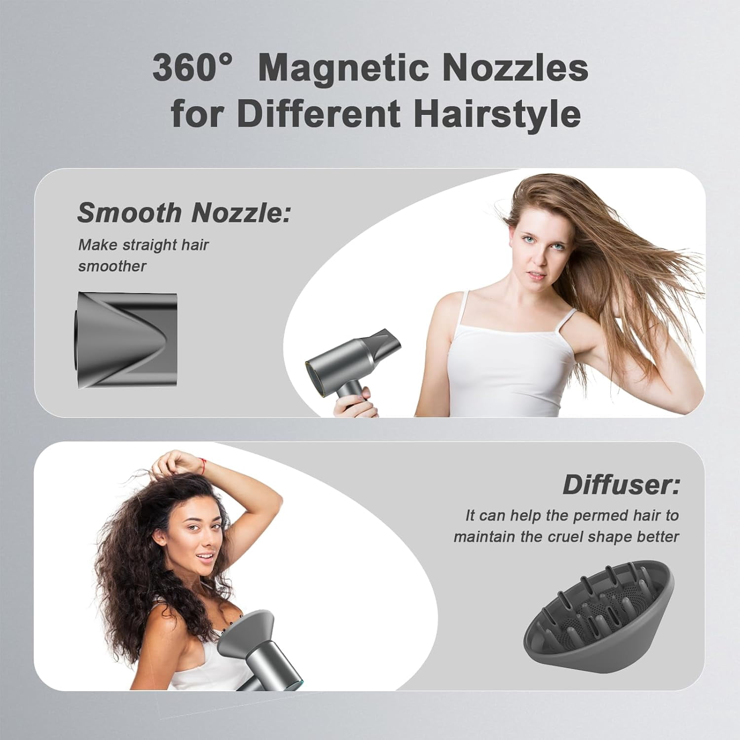 RKXQT Hair Dryer, Professional Ionic Hair Dryer for Fast Drying, High Speed Hair Blow Dryer with Diffuser for Home Salon Travel, Constant Temperature Hair Care Without Hair Damage