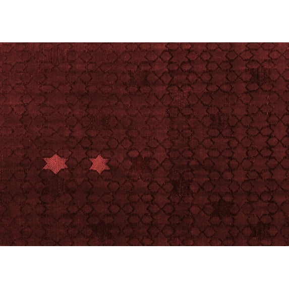Ahgly Company Indoor Rectangle Abstract Red Modern Area Rugs, 2' x 3'