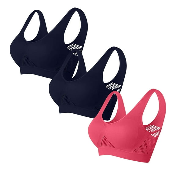 Guluxicc 3 Pack Womens Bras Comfort Breathable Everyday Bra Wireless Push Up Bras, L