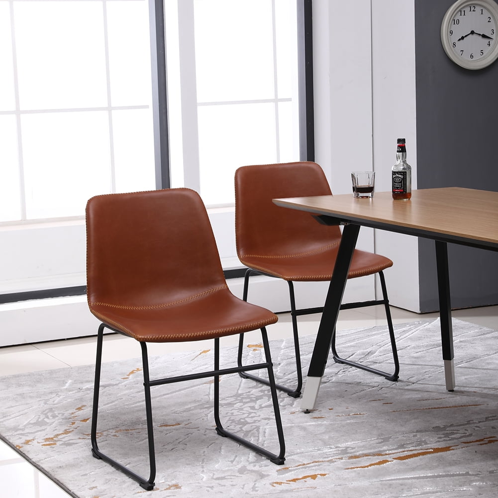 Lowestbest PU Leather Bar Stool, 2-Piece Counter High Stool, Bronze