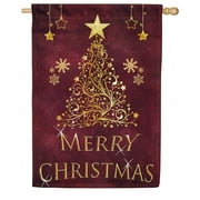 America Forever Merry Christmas House Flag 28 x 40 Inch Double Sided Outdoor Yard Decorations Winter Holiday Ornament Star Golden Christmas Tree Flag