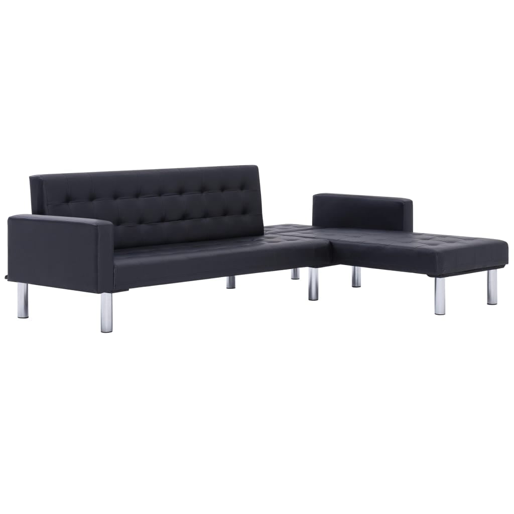 Kepooman 85" L-Shaped Convertible Faux Leather Sofa Bed Sleeper Sofa for Living Room, Black Kepooman 85" L-Shaped Convertible Faux Leather Sofa Bed Sleeper Sofa for Living Room, Black