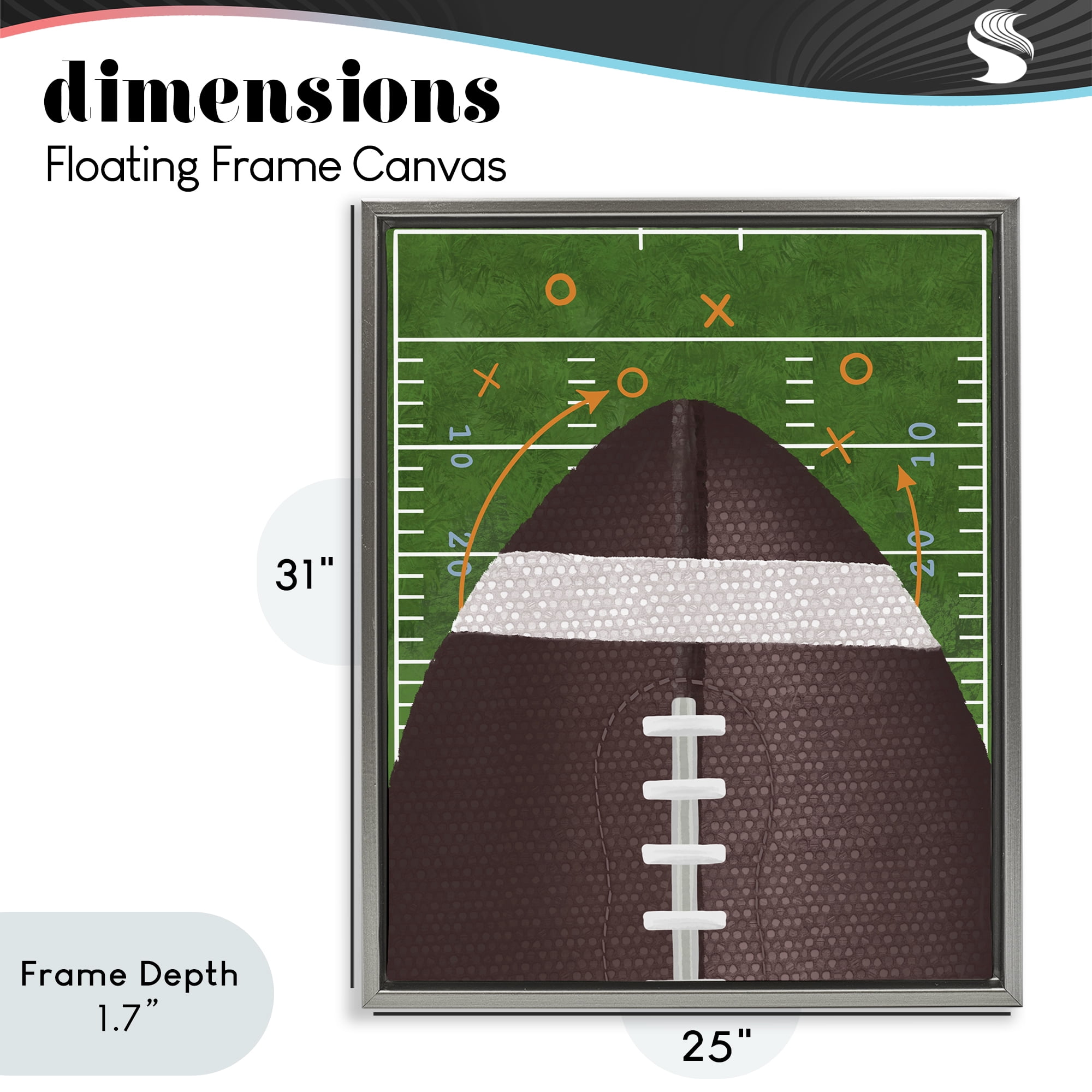Stupell Industries Football Field Tactics Gray Framed Floater Canvas Wall Art, design by Jennifer Stith
