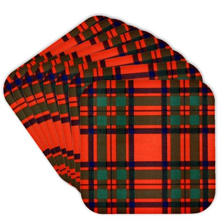 3drose, Image of Macintosh Clan Kilt Scottish Tartan Plaid Pattern, Set of 8 Coasters - Cork