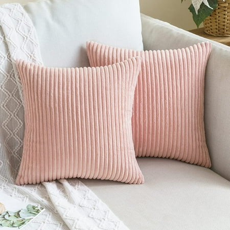 

MIULEE Pack of 2 Corduroy Pillow Covers 16x16 Inch Soft Decorative Square Throw Pillow Covers Pink Pillowcases for Spring Couch Sofa Bedroom Car