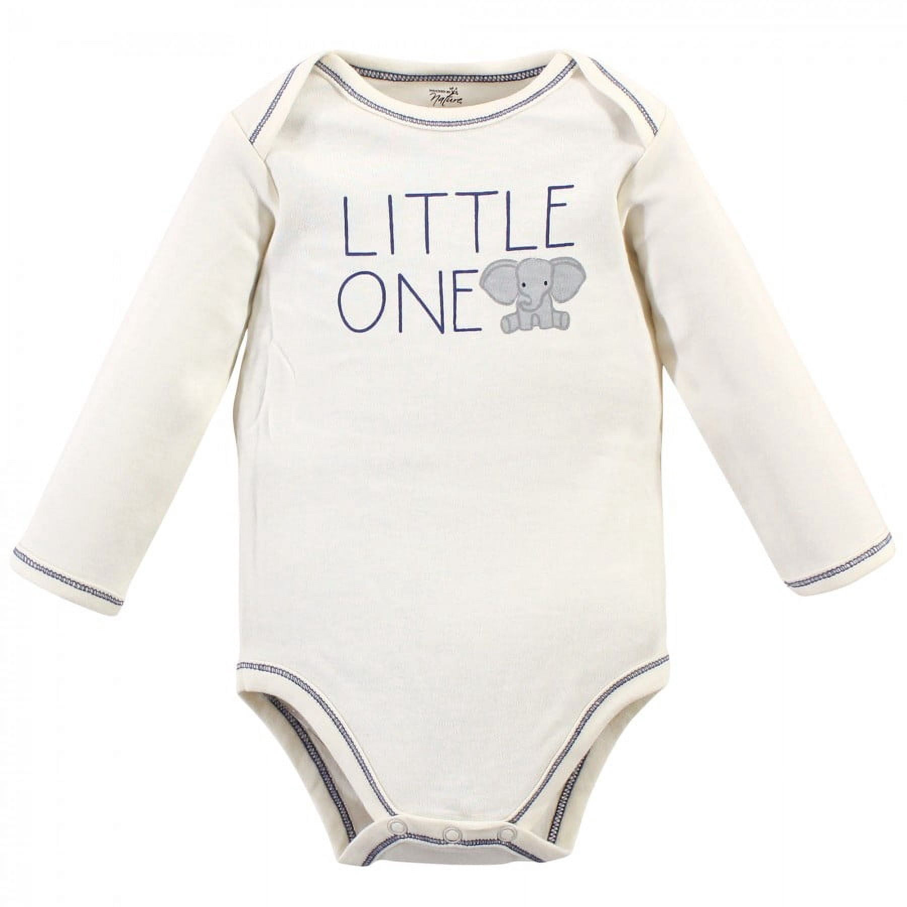 Touched by Nature Organic Cotton Long-Sleeve Bodysuits 5pk, Blue Elephant, 9-12 Months
