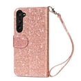 thumbnail image 5 of TECH CIRCLE Galaxy Z Flip 5 Case, Zipper Wallet Pocket Luxury Glitter Flip Kickstand Magnetic Card Slots Wrist Strap Shockproof Full Body Protective Cover for Samsung Galaxy Z Flip 5 2023,Rosegold, 5 of 6