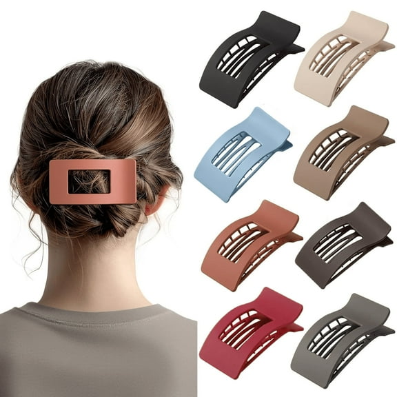 8 Pack French Flat Hair Clips for Women – Large Matte No-Slip Claw Clips for Thick & Thin Hair, Hair Accessories for Girls (8 Color)