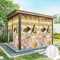 thumbnail image 4 of 1 Panel Outdoor Curtains for Patio Waterproof 54"x108" Spring Bees Daisy Weatherproof Privacy Outsides Curtains, Rustic Tulips Dots Yellow Striped Burlap Grommet Thermal Drapes for Cabana Porch, 4 of 8
