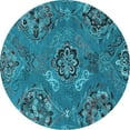 thumbnail image 1 of Ahgly Company Indoor Round Abstract Light Blue Contemporary Area Rugs, 3' Round, 1 of 4