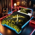 thumbnail image 2 of meiyoeat Neon Lights Twin Comforter Sets for Boys, Sci-Fi Yellow Gaming Bedding Set, Black Reversible 2pcs, 1 Comforter and 1 Pillowcase, 2 of 6