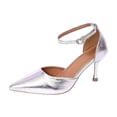 thumbnail image 5 of Xucatan Women's Fashionable Pointed Toe High Heels with Adjustable Buckle Ankle Strap, Slender Stiletto Heel for Leg Elongating Effect, Rhinestone Embellished Dress Shoes for Party Wedding Work Gift, 5 of 9