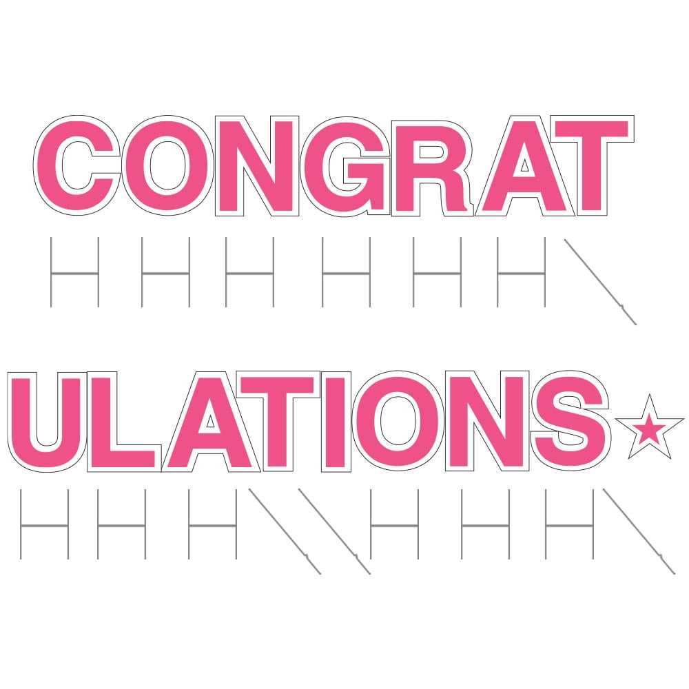 Vispronet Congratulations Yard Sign with Stakes – Each Letter is 18in Tall – Weather-Resistant Signs and Steel Stakes – Yard Decorations for Special Occasions (Bright Pink)