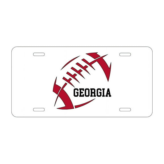 DistinctInk Custom Aluminum Vanity License Plate for Front of Car - Georgia Football - Red, Black