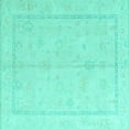 thumbnail image 1 of Ahgly Company Machine Washable Indoor Square Oriental Turquoise Blue Traditional Area Rugs, 3' Square, 1 of 4