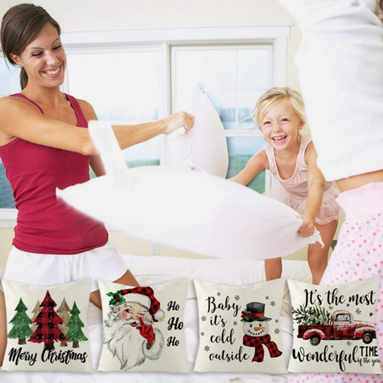 Christmas Pillow Covers 18 x 18 Inch Set of 4 Farmhouse Deer Pillowcase for Sofa Couch Christmas Decorations Cushion Pillow Case for Holiday Decor Walmart